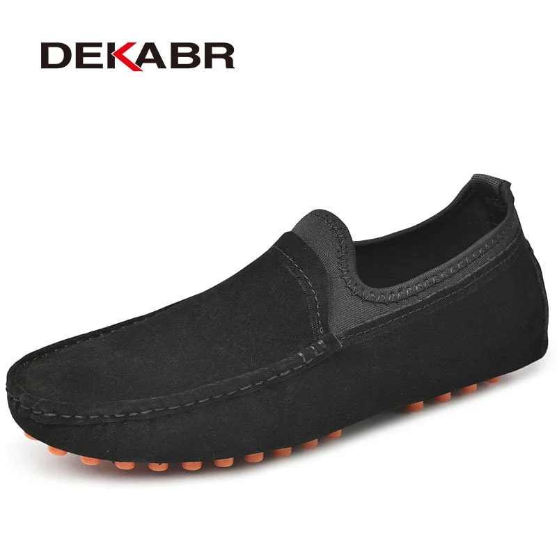 DEKABR Summer Men Loafers Genuine Leather Casual Shoes Fashion Slip On Driving Shoes Breathable Moccasins Plus Size 38~49