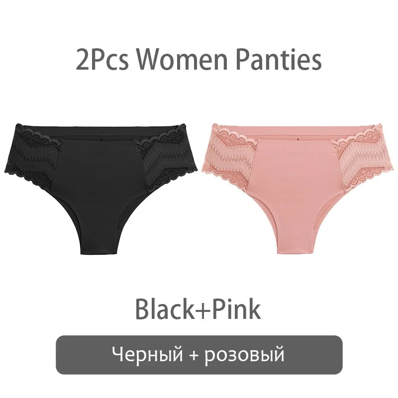 FINETOO Women Patchwork Lace Panties S-XL Seamless Underwear Sexy Low Waist Briefs Comfortable Underpants Ladies Lingerie 2021