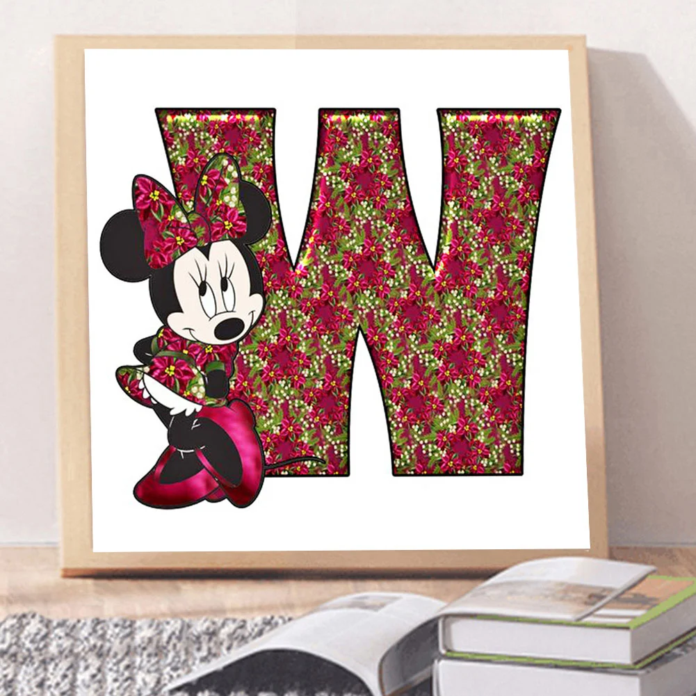 Full Round Diamond Painting 30*30cm - Mickey Mouse Letter W