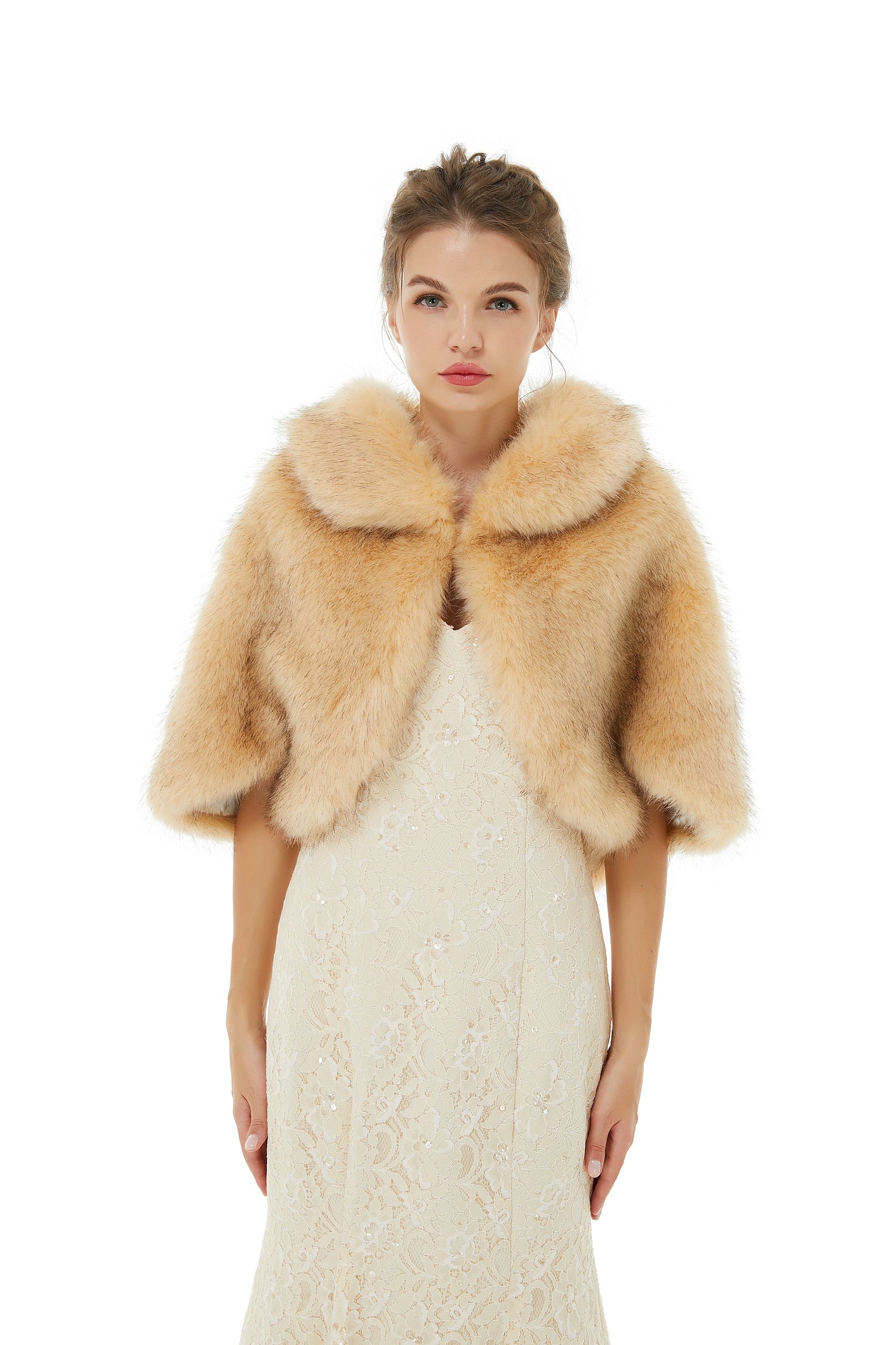 Charming Winter Faux Fur Wrap Bridal Wear Jacket - lulusllly