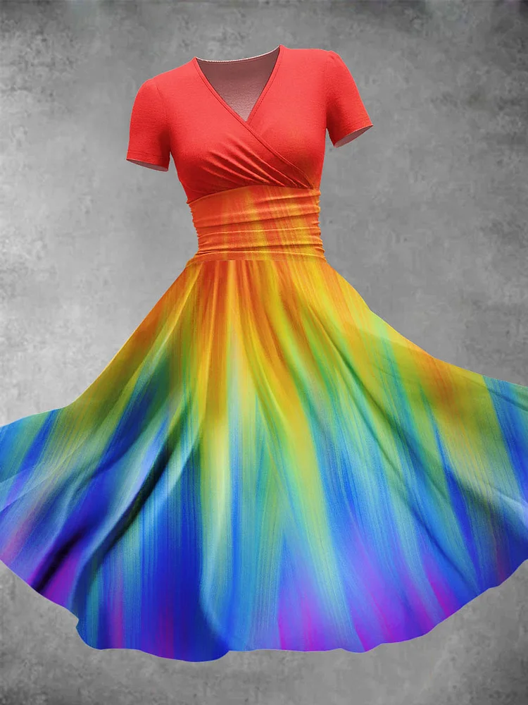 Women's Rainbow Gradient Pattern Art Design Print Maxi Dress