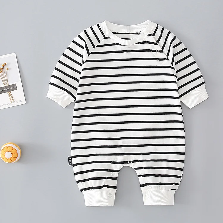 Baby Boy/Girl Stripe Crewneck Long Sleeve Romper
