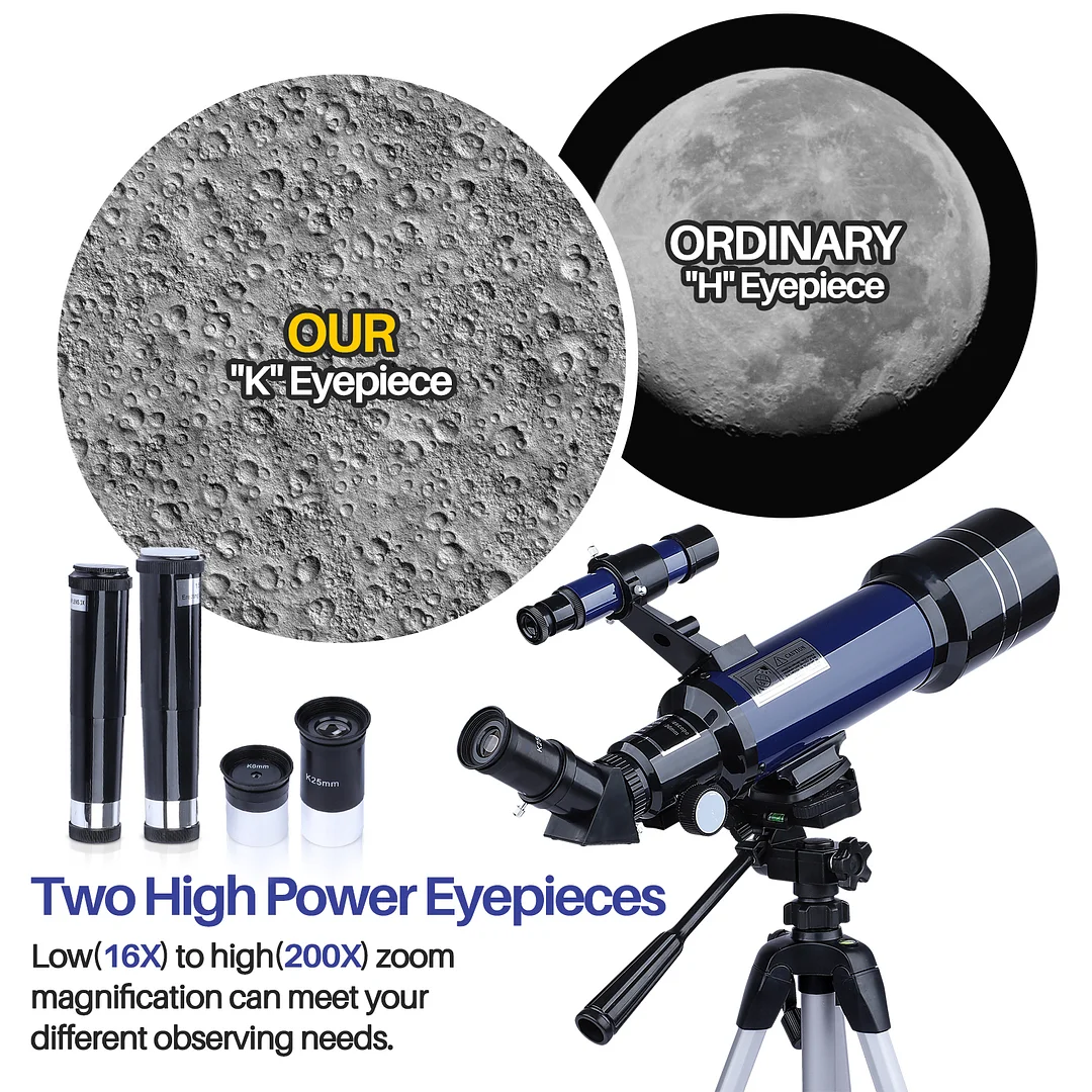 BEBANG Telescope for Adults Astronomy,70mm Aperture 400mm AZ Mount Refractor Telescope for Kids Beginners, Portable Telescope with Tripod,Carry Bag, Phone Adapter