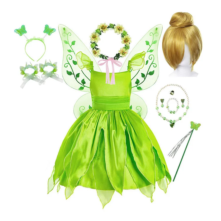 Kids Girls Peter Pan & Wendy Tiana Cosplay Costume Outfits Halloween Carnival Suit