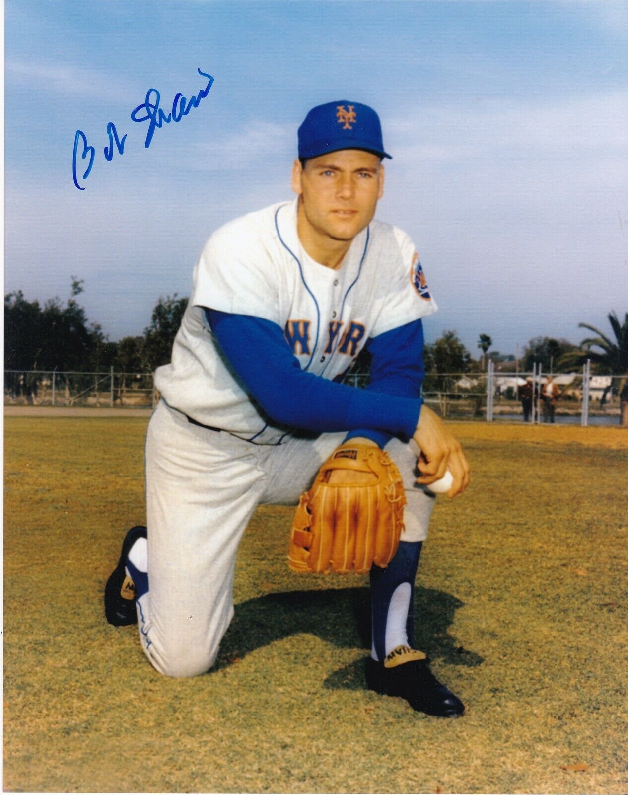 BOB SHAW NEW YORK METS ACTION SIGNED 8x10