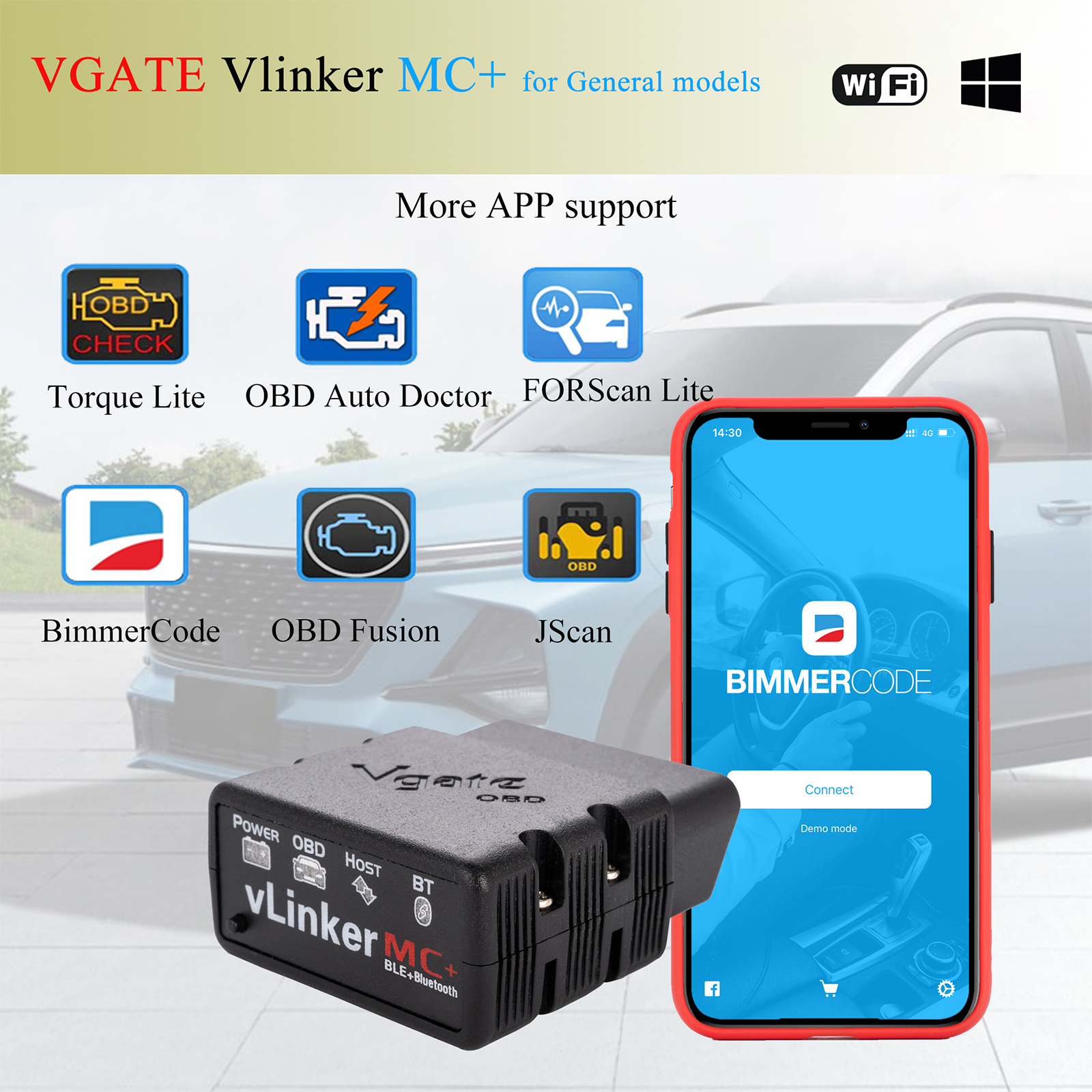 

Vgate vLinker MC - OBD2 Car Diagnostic Scanner Tool for Android / Apple, Bluetooth 3.0, 501 Original