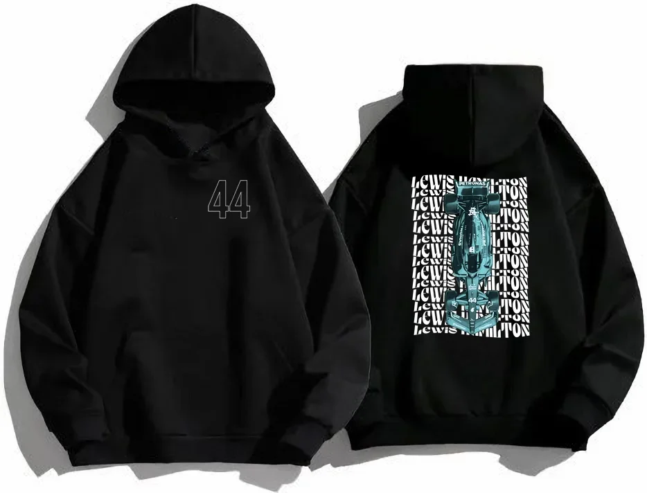 Cotton Tshirt F1 44 Lettering Men's Racing Hoodie Lewis Hamilton#44 Formula 1 T-Shirt 44 Print F Racing 1 Fan Women's Comfort Casual Hoodie t -shirt Tee