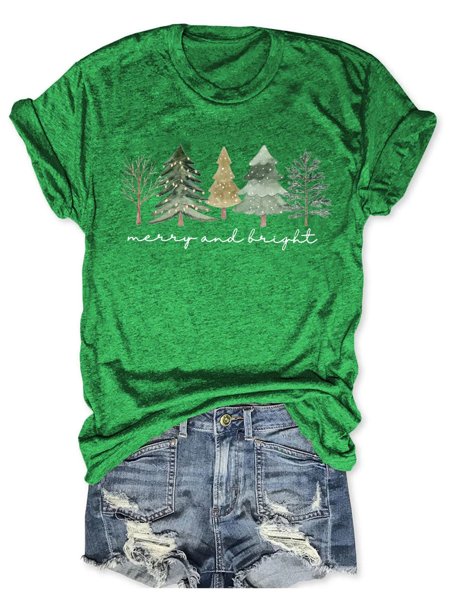 Merry And Bright Christmas Tree T-shirt