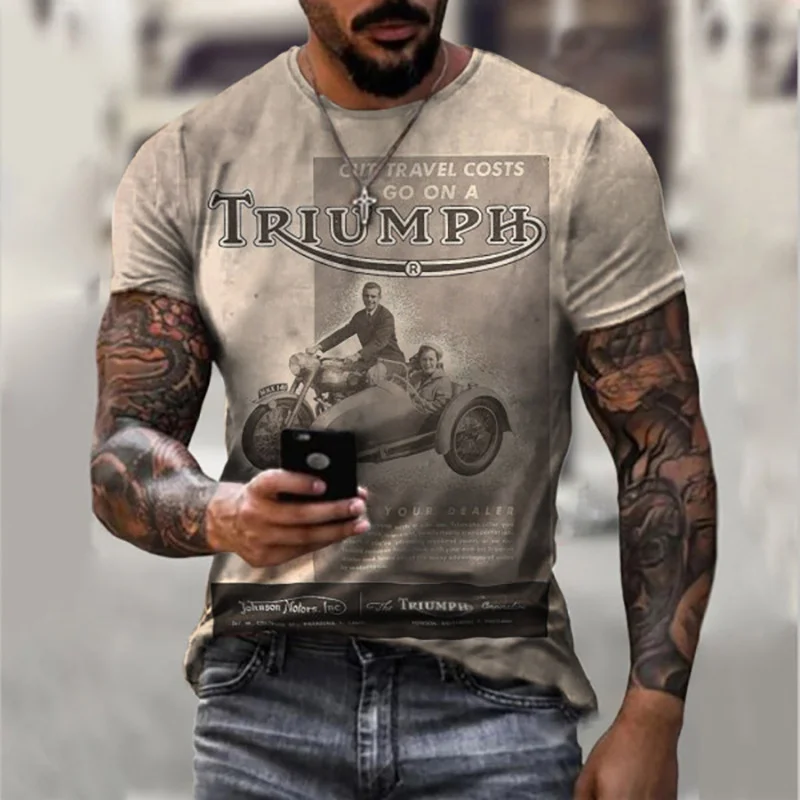 Men's Retro Casual T-Shirt Printed Short Sleeves For Men