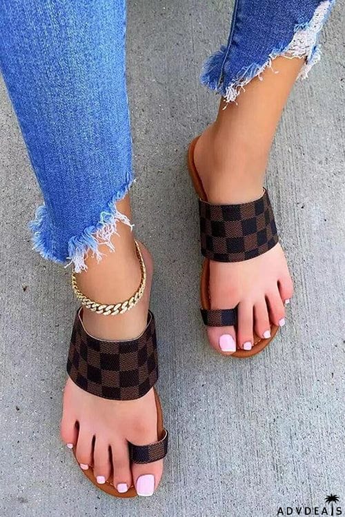 Checkered One Step Closer Flats Sandals