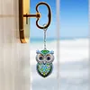 1 porte-cl&eacute;s DIY 3D en diamant de hibou bleu avec boucle en forme de homard, porte-cl&eacute;s double face en diamant avec cha&icirc;ne de printemps, mosa&iuml;que de diamants en cristal de strass et cadeau unique fait main
