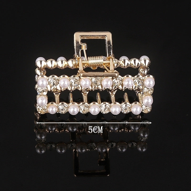 Minimalist Solid Color Alloy Inlay Rhinestones Hair Claws 1 Piece