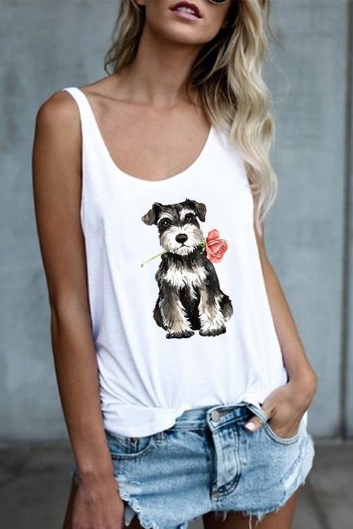 Dog sexy sleeveless print vest - Shop Trendy Women's Clothing | LoverChic