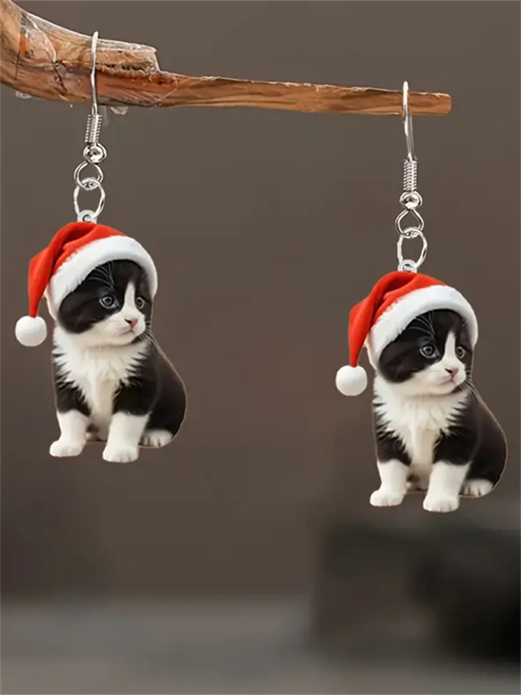 Christmas Lovely Cow Cat Earrings wearshes