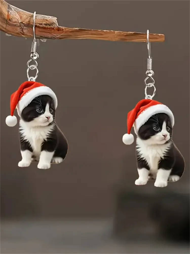 Christmas Lovely Cow Cat Earrings