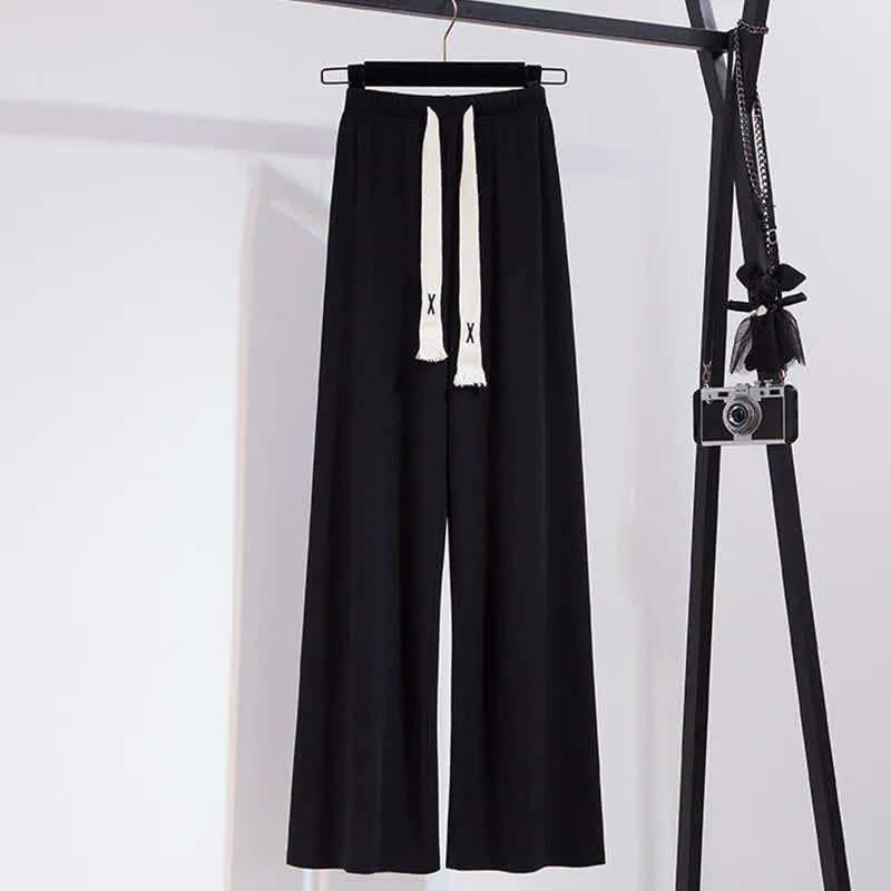 V-neck Cardigan Crop T-Shirt Drawstring Casual Pants