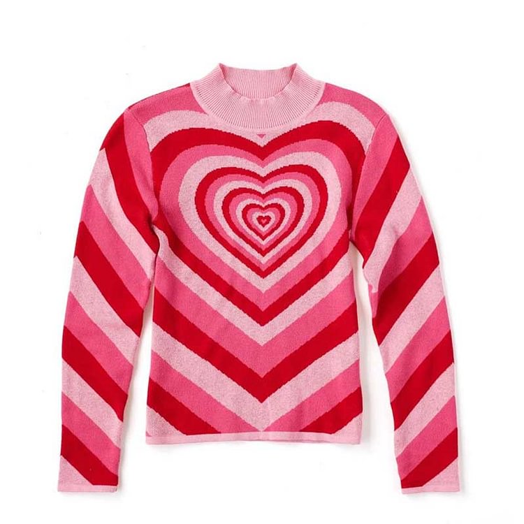 Colorblock Love Heart Sweatshirt - Modakawa Modakawa