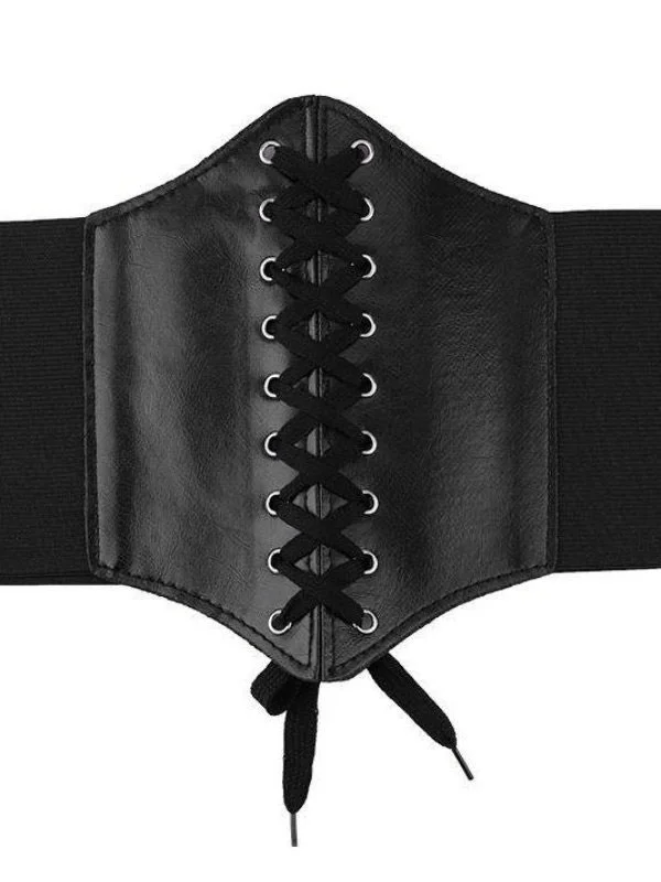 Goth Style Suspender Black PU Girdle Corset Shapewear