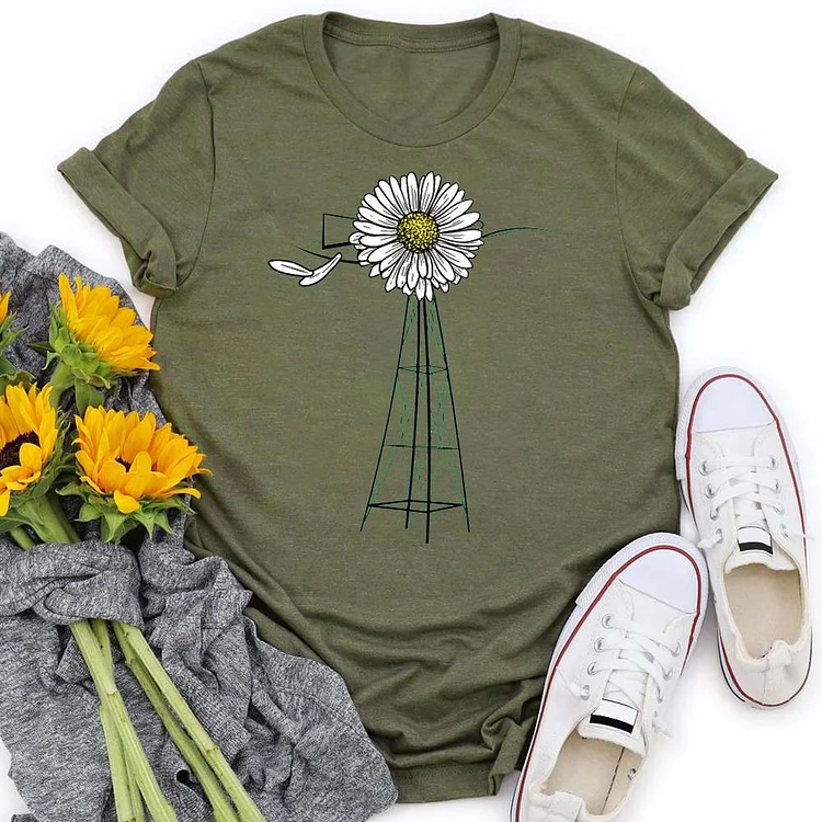 Daisy Windmill  T-Shirt Tee - 01686-Annaletters