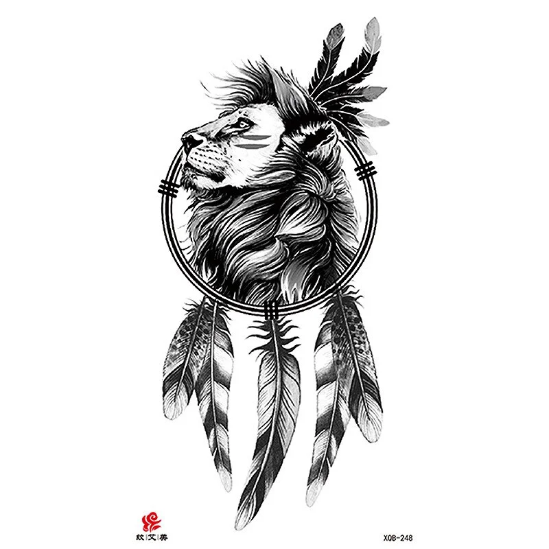 Sdrawing Temporary Sleeve Tatooo Stickers Tiger Lion Elephant Rose Flowertattoo Arm Body Art Fake Tatoo Male Female Black