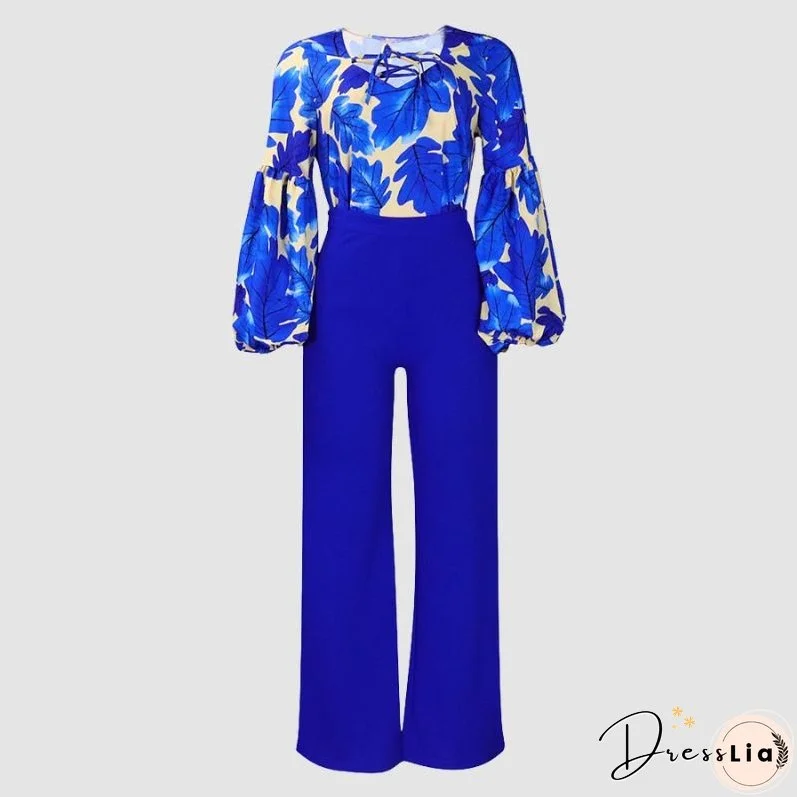 Flower Printed Wide Leg Pant Set