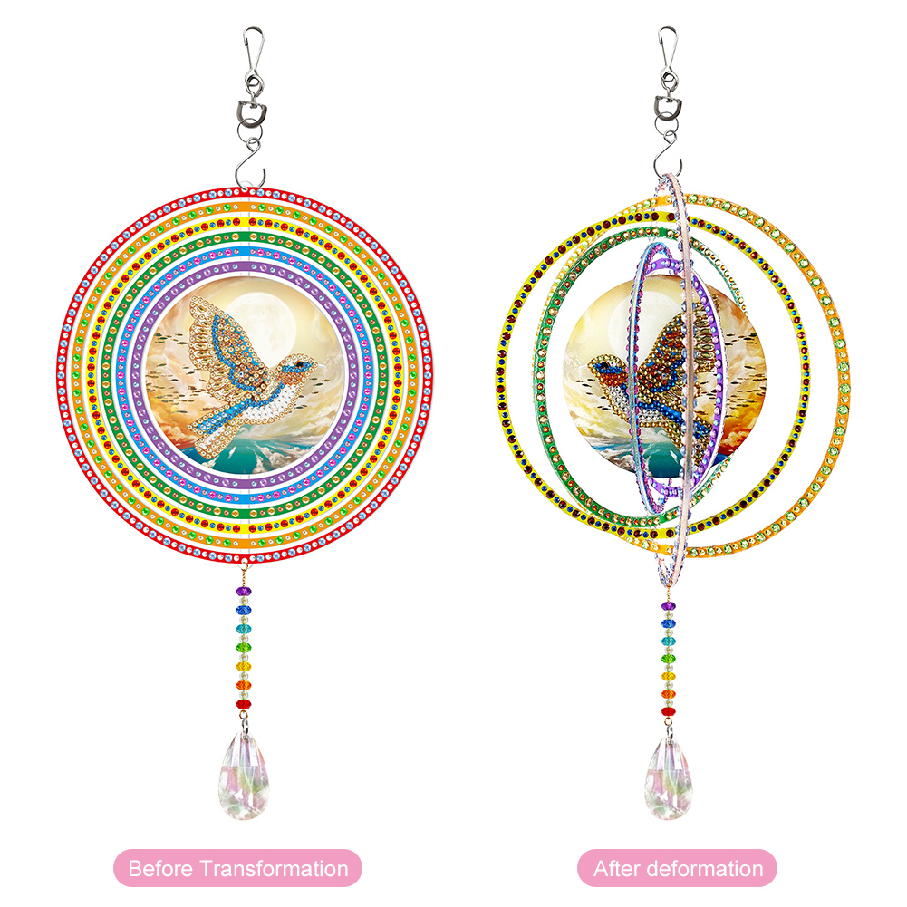 

Bird Double Sided Rotatable Wind Chime - 5D DIY Craft Pendant, 501 Original