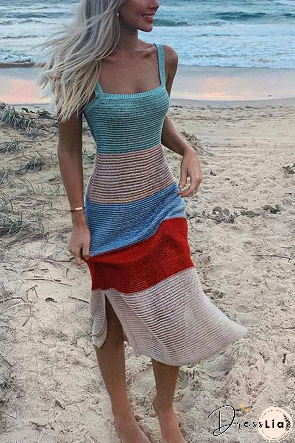 Sunrise Rainbow Striped Dress