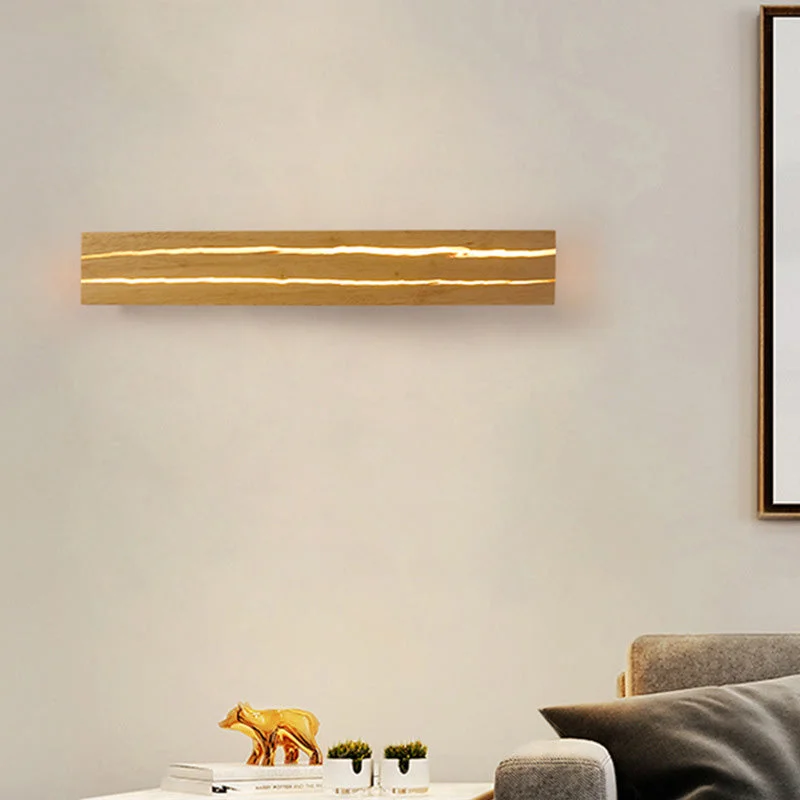 Wall Lamp Rotatable Rectangular Solid Wood Wall Lamp