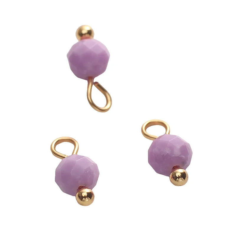 5 PCS/Package Diameter 3mm Diameter 4mm Hole 1~1.9mm Alloy Natural Stone Geometric Pendant Jewelry Accessories