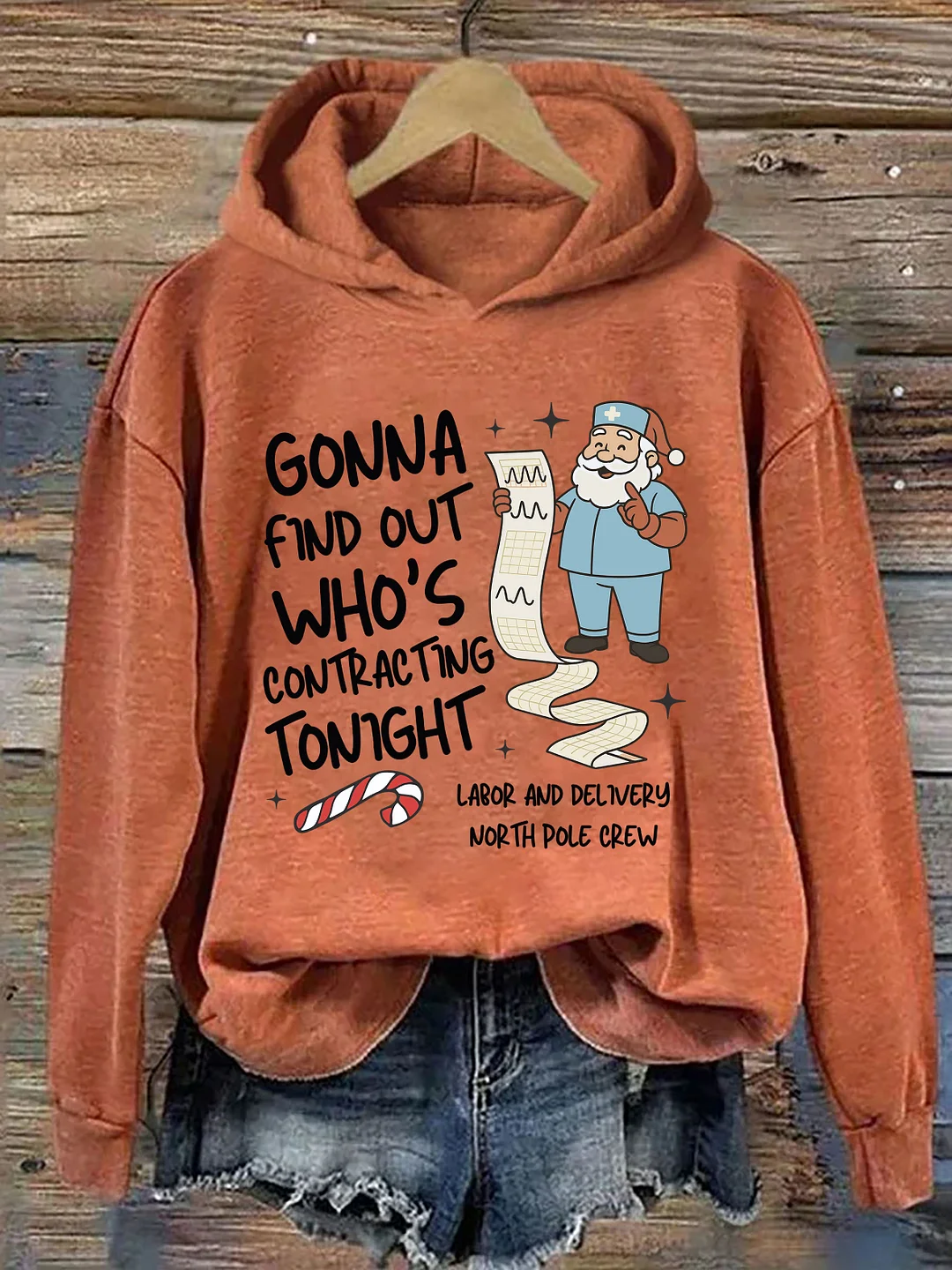 Ob-Gyn Santa: Christmas Contracting List Humor Hoodie