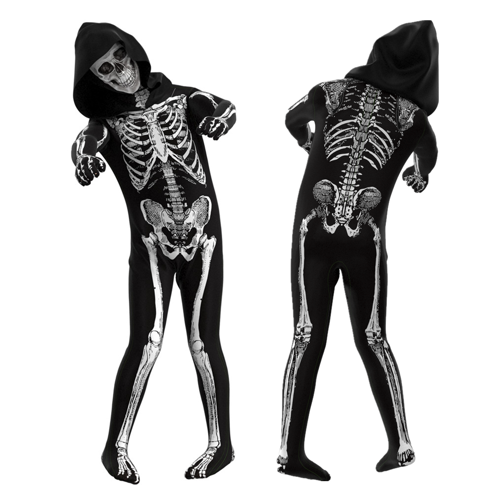 Halloween costume kids' horror skull jumpsuit party costumes Zentai Bodysuit-Pajamasbuy