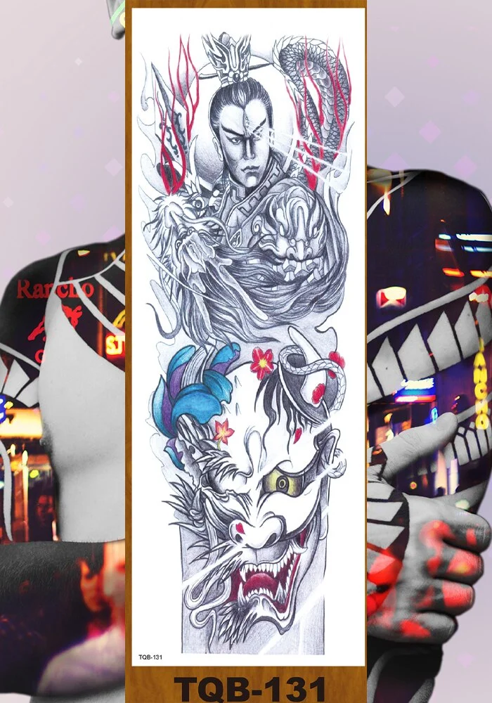 Full Flower Arm Temporary Tattoos Stickers Man Woman Girls Leg Fake Tatoo Lotus Buddhism Pray Cross Wing Drop Shipping DIY