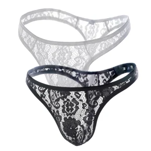 Pure Erotic Lingerie Low Waist Sexy Men's Lace Panties Transparent Soft Comfortable Thong