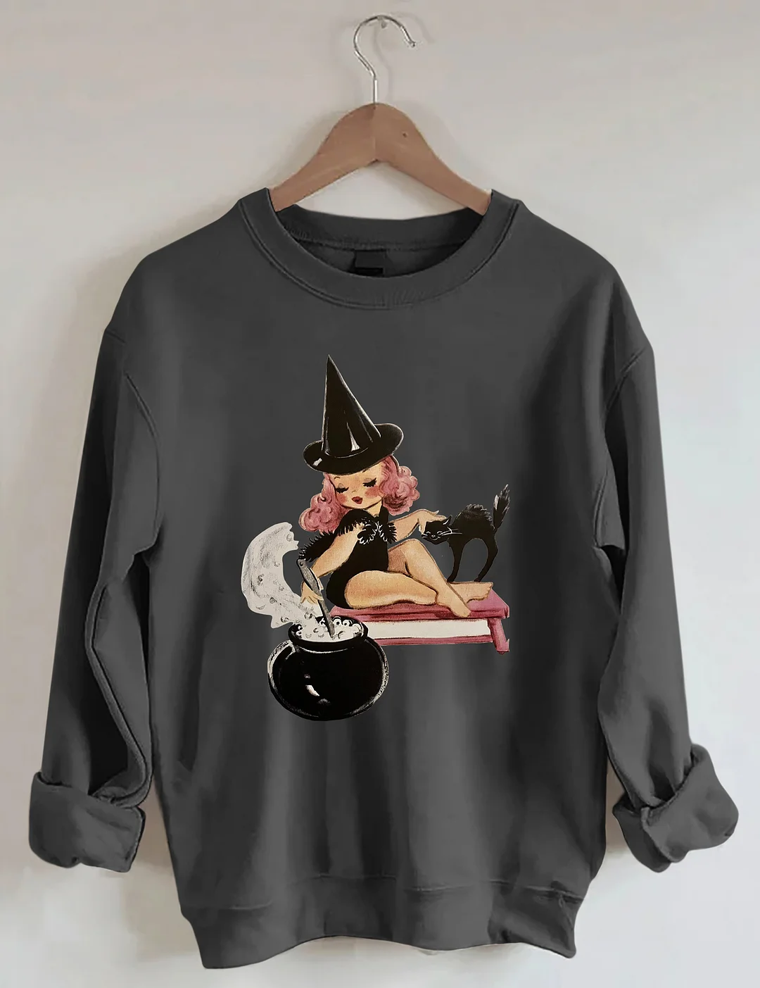 Halloween Little Witch Girl Cat Sweatshirt