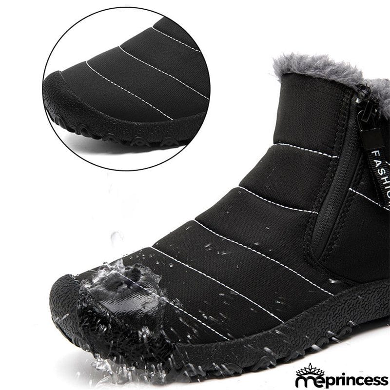 Double Zip Plush Lined Outdoor Ankle Snow Boots for Men