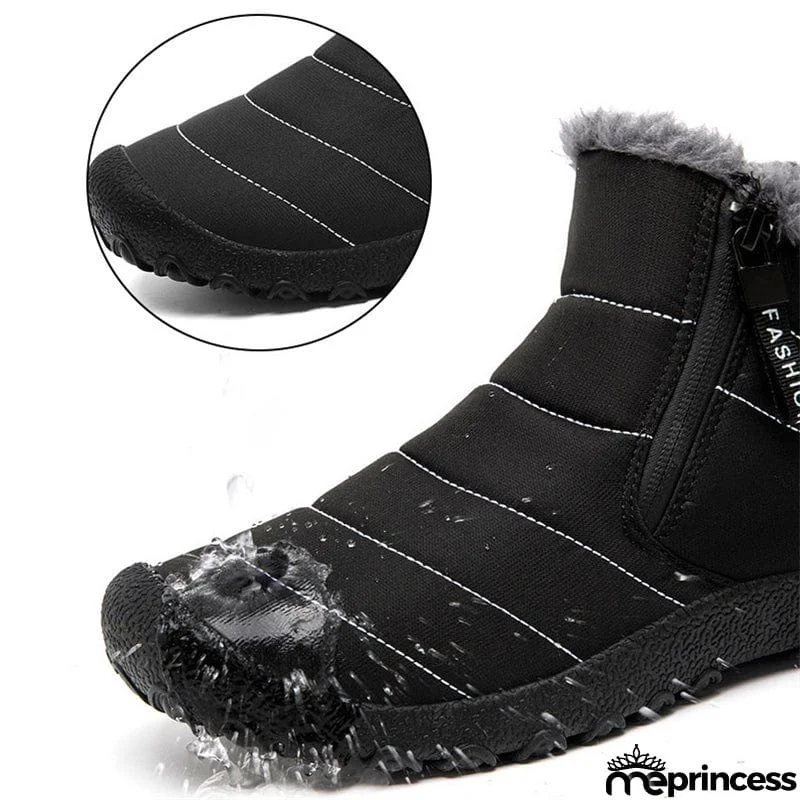 Double Zip Plush Lined Outdoor Ankle Snow Boots for Men