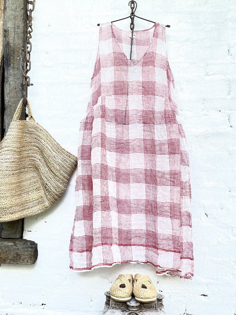 Casual V Neck Sleeveless Plaid Sleeveless Dress