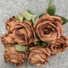 Autumn Home Wedding Floral Decor 9 Stems Artificial Rose Bunch
