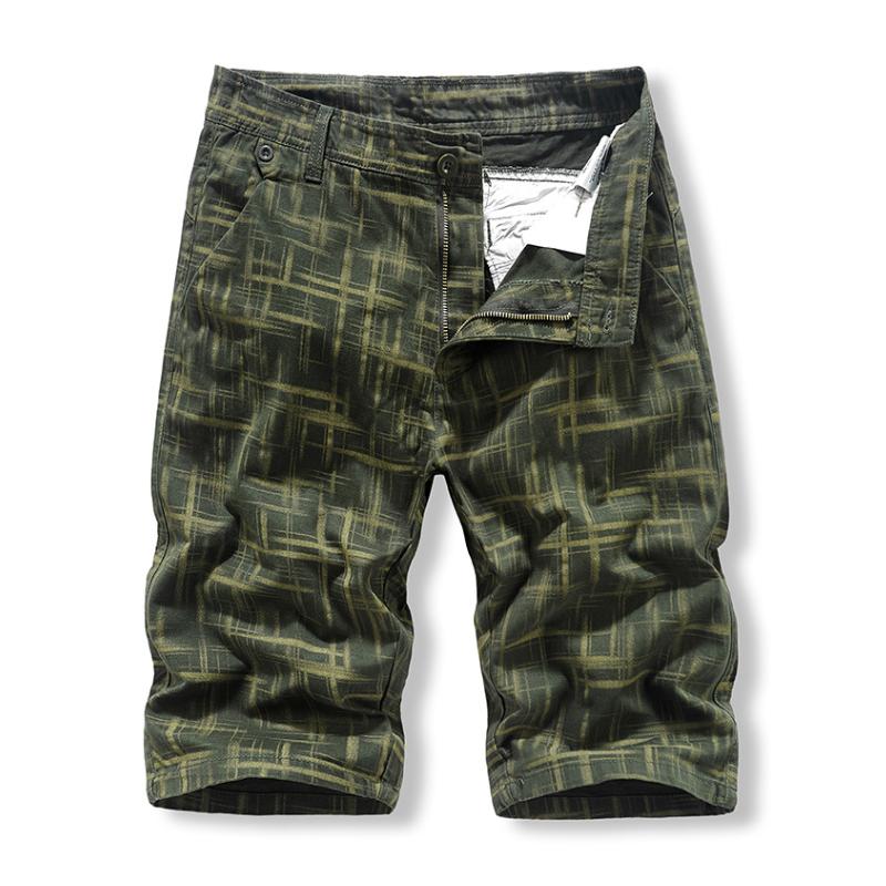 Men's Casual Outdoor Cotton Blend Plaid Slim Fit Cargo Shorts