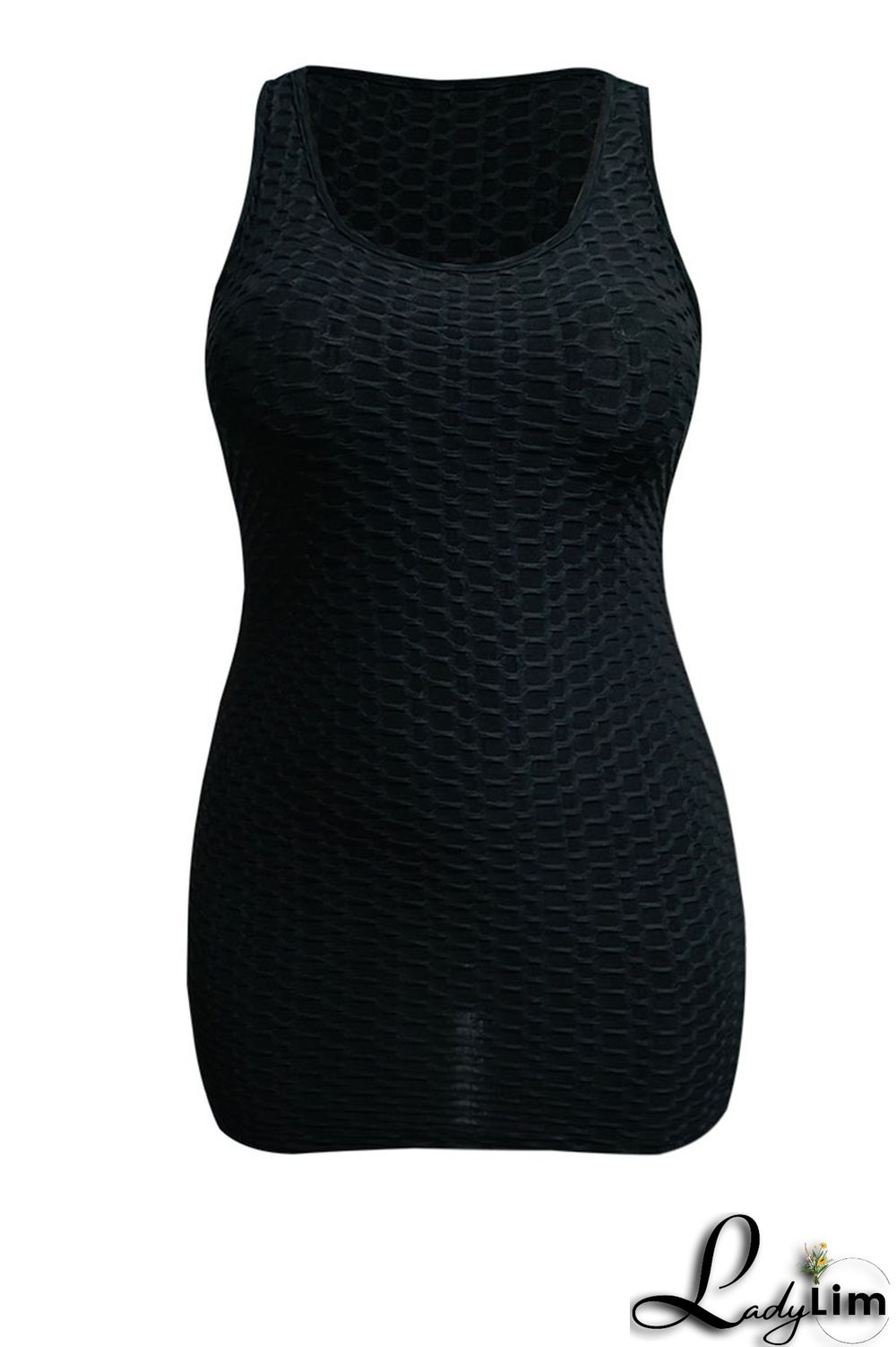 Black Casual Solid Patchwork U Neck Pencil Skirt Plus Size Dresses