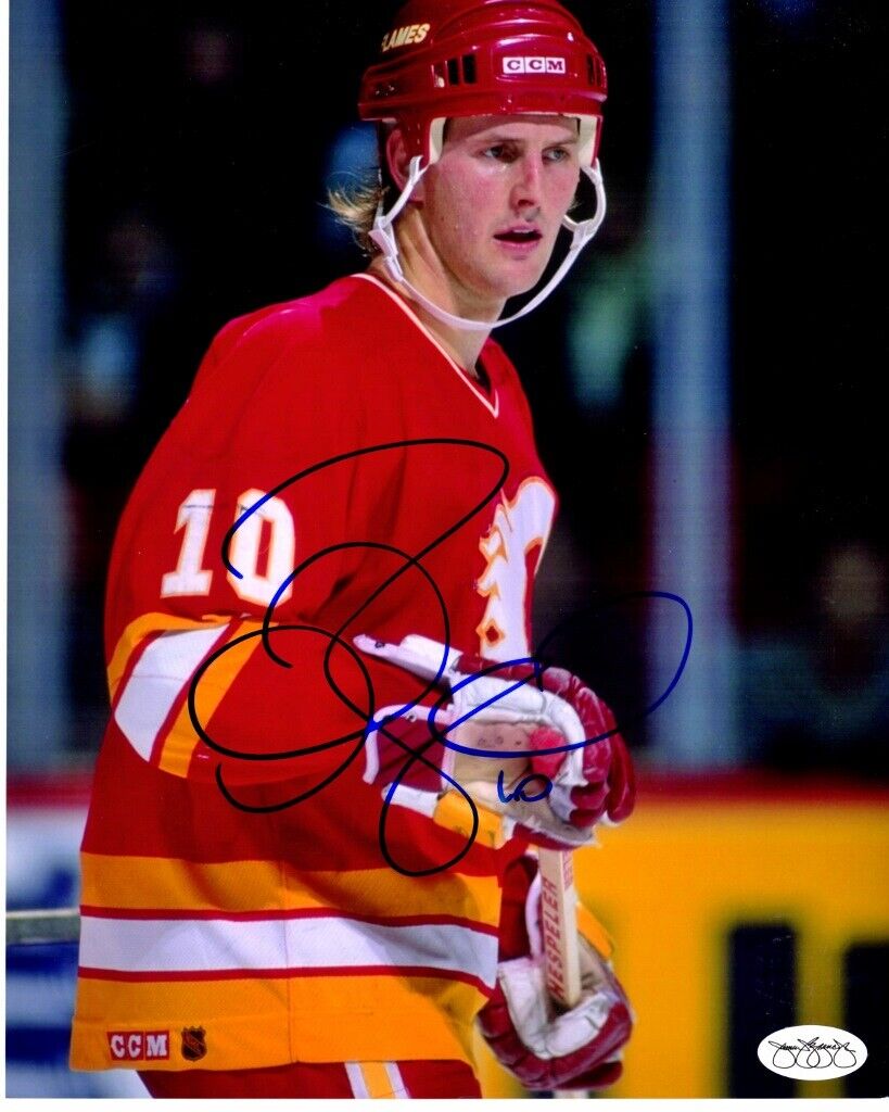 Gary Roberts Signed Calgary Flames 8x10 inch Photo Poster painting - JSA Sticker of Aproval