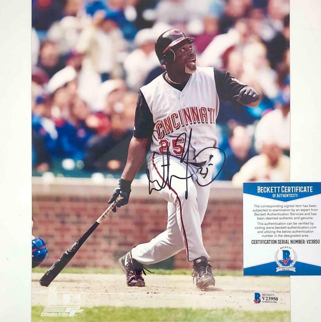 Dmitri Young autograph Cincinnati Reds signed MLB 8x10 Photo Poster painting BAS COA Beckett