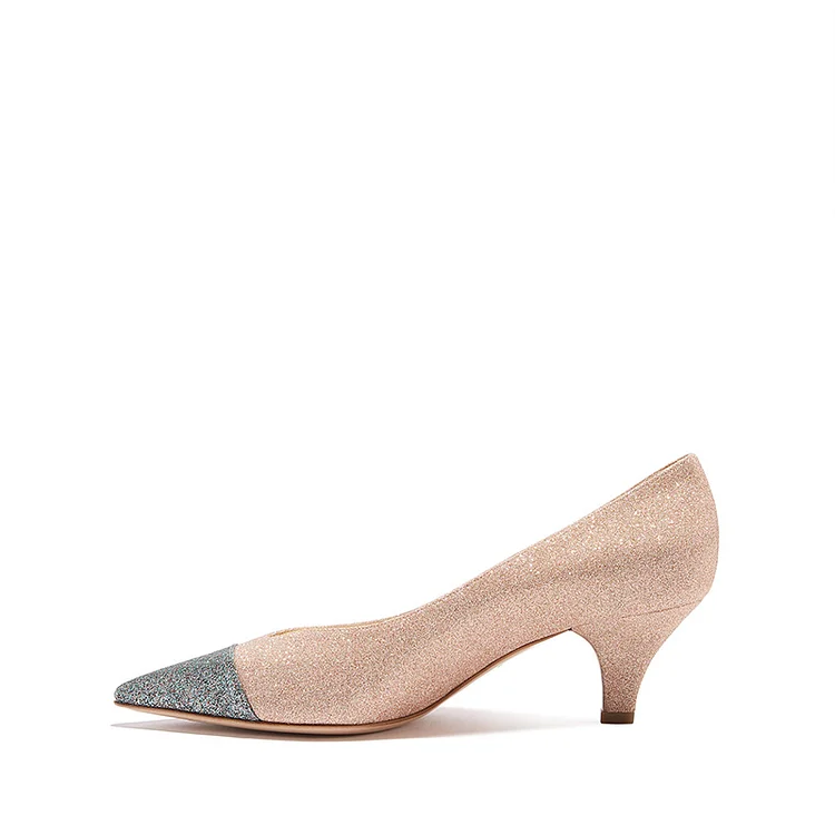 MICHAEL KORS Women's Sara Flex Kitten Heels Pumps Silver Sparkly Shoes US  Size 7 | eBay