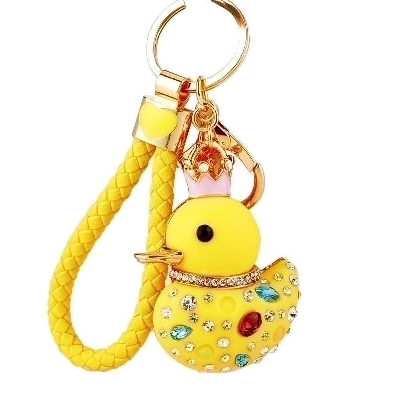 Cartoon Style Cute Duck Resin Diamond Women’s Bag Pendant Keychain