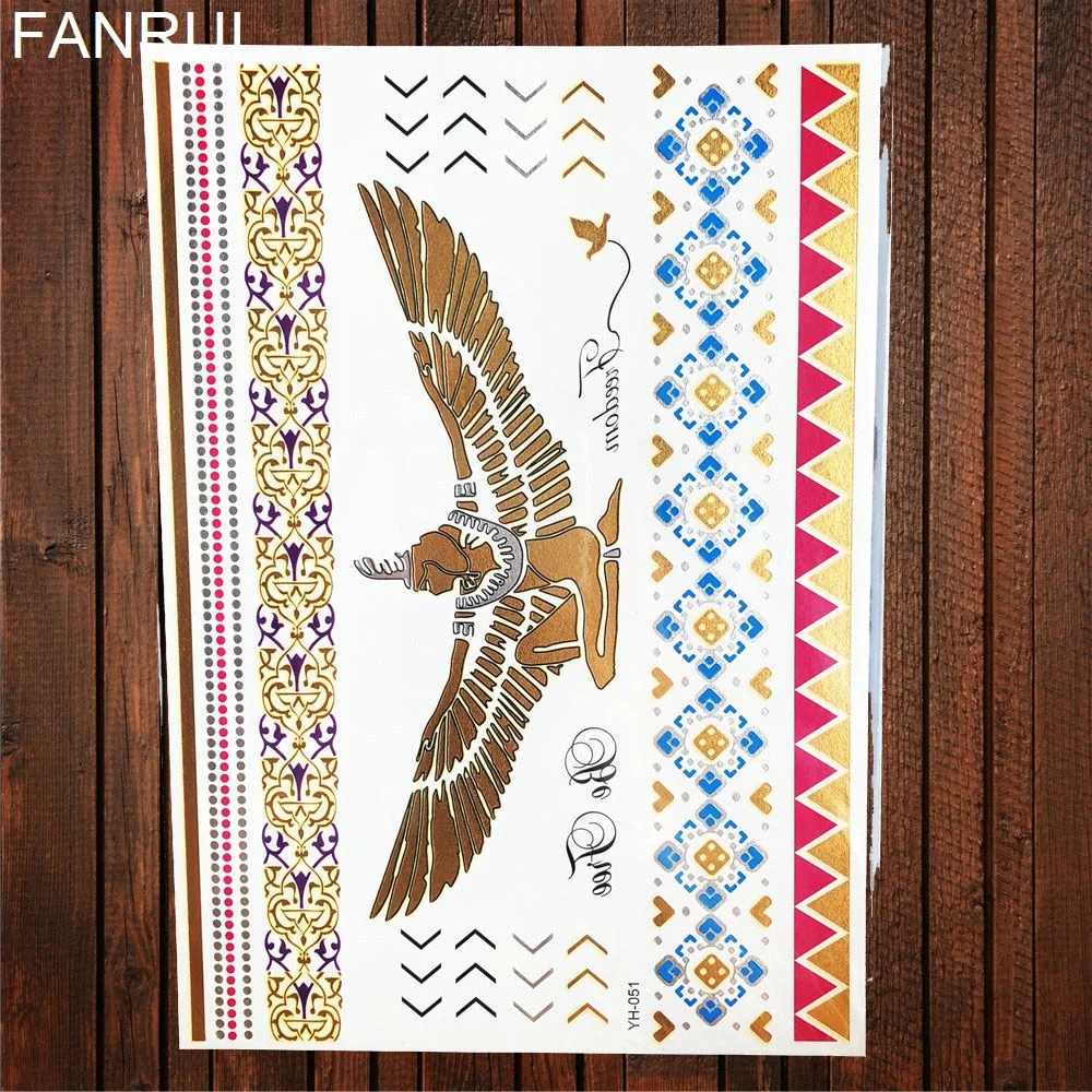 Star Moon Diamond Golden Metallic Tattoo Stickers Women Body Hands Art Temporary Tattoo Sexy Girl Leg Flash Tatto Glitter Metal