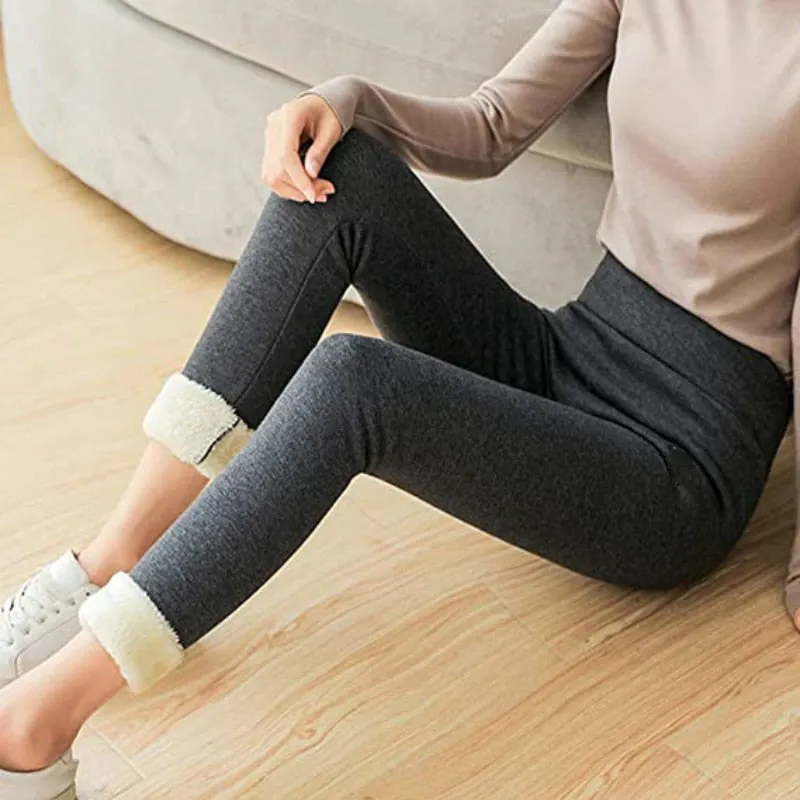 Winter Warm Leggings Women Velvet Hight Waist Solid Color Streetwear Long Pants Stretchy Casual Comfortable Thicken Leggings