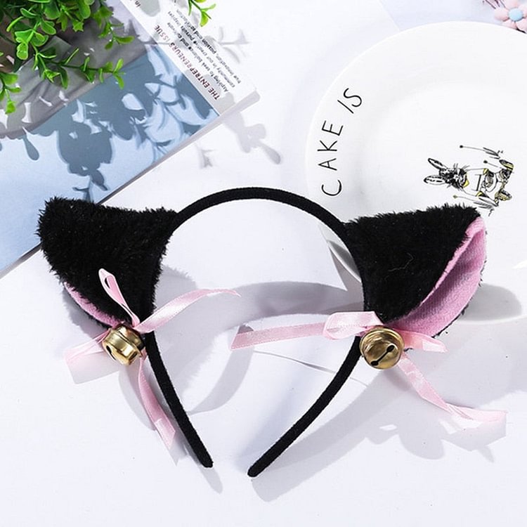 14 Colors Beautiful Masquerade Halloween Cat Ears Cosplay Cat Ear Anime Party Costume Bow Tie Bell Headwear Headband Anime
