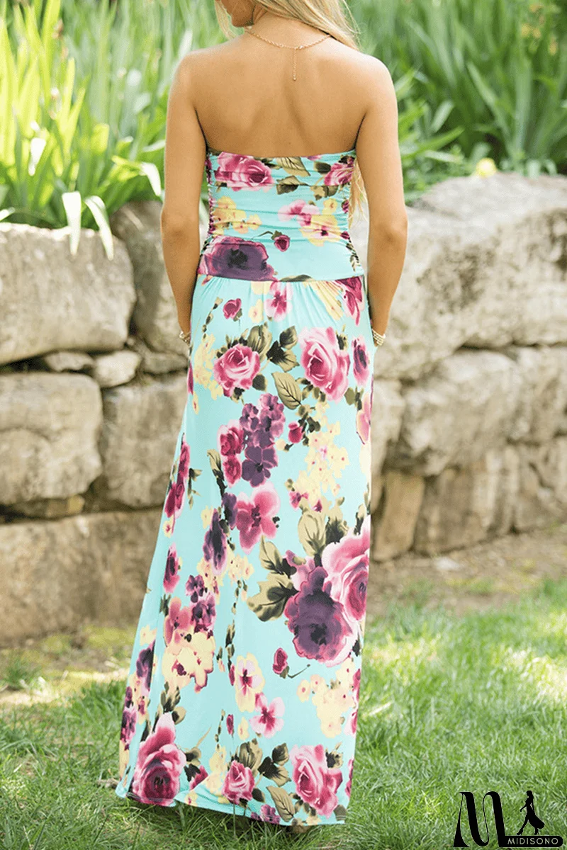 MidiSono - Print Strapless Pockets Maxi Dress