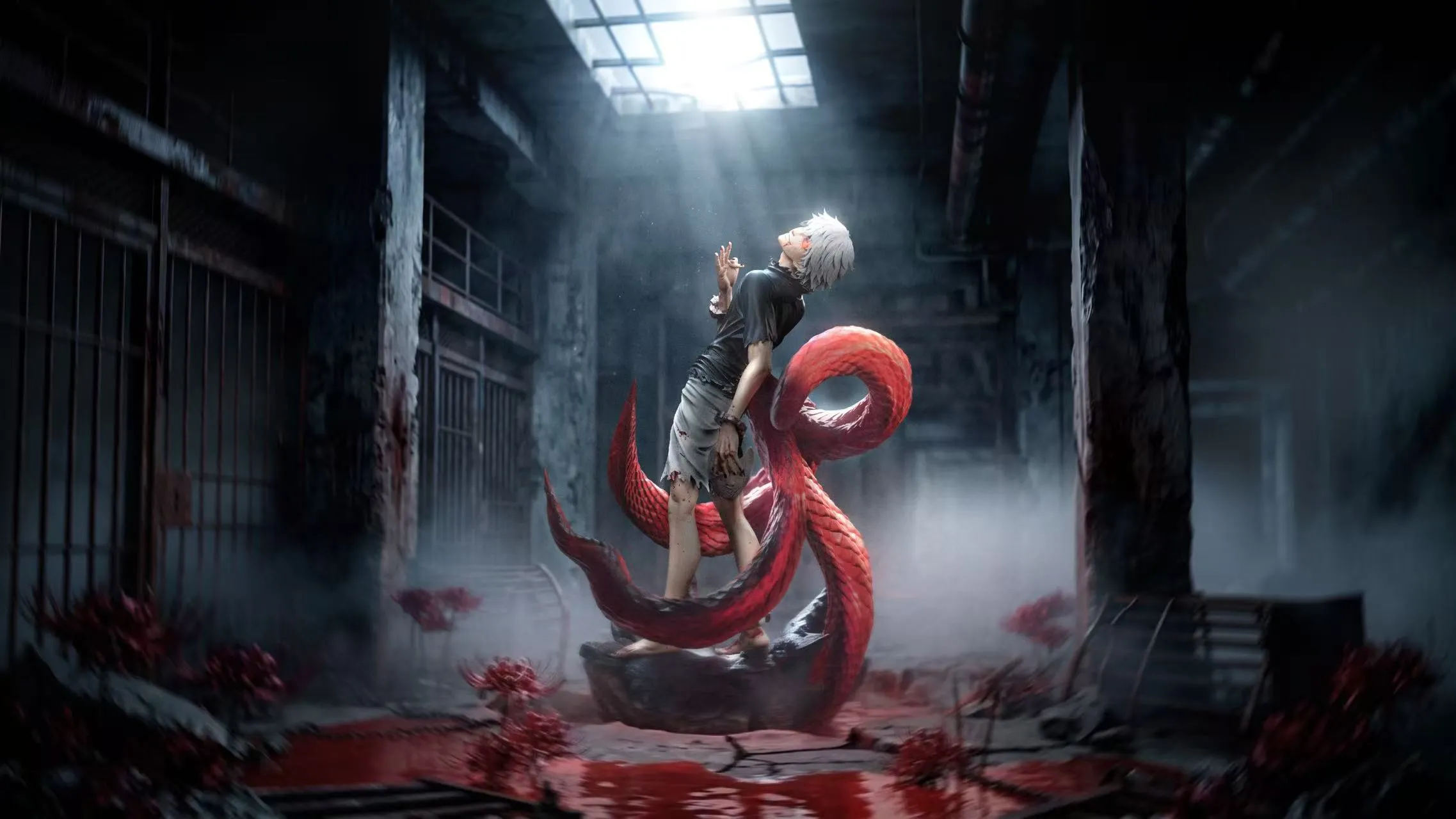 Damocles Studio - Ken Kaneki White Haired Suffering Tokyo Ghoul-
