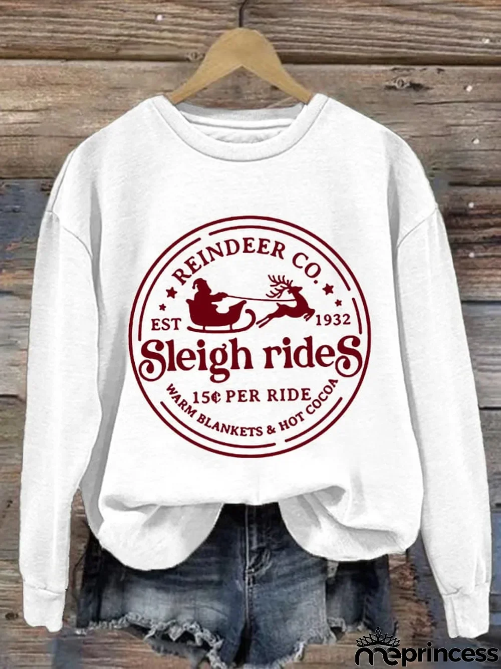 Women's North Pole Reindeer Co Print Long Sleeve Sweatshirt